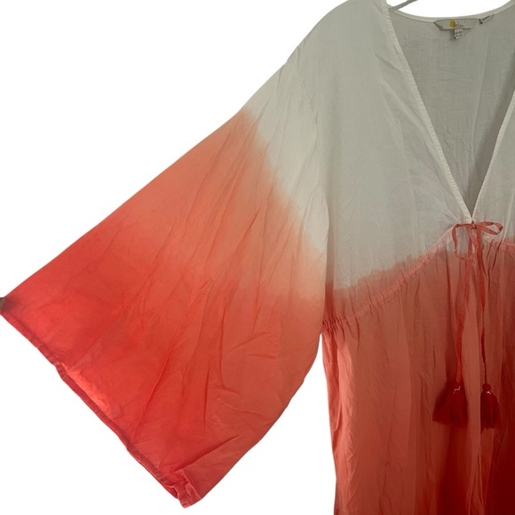BODEN Maxi Long Empire Kaftan Orange Dip Dye Kimono Beach Cover Up Dress US 6 - Picture 7 of 10